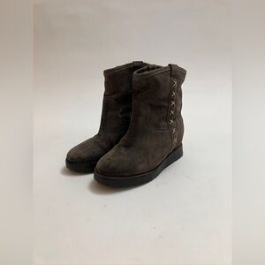 SUNDANCE hidden platform suede faux fur lined booties